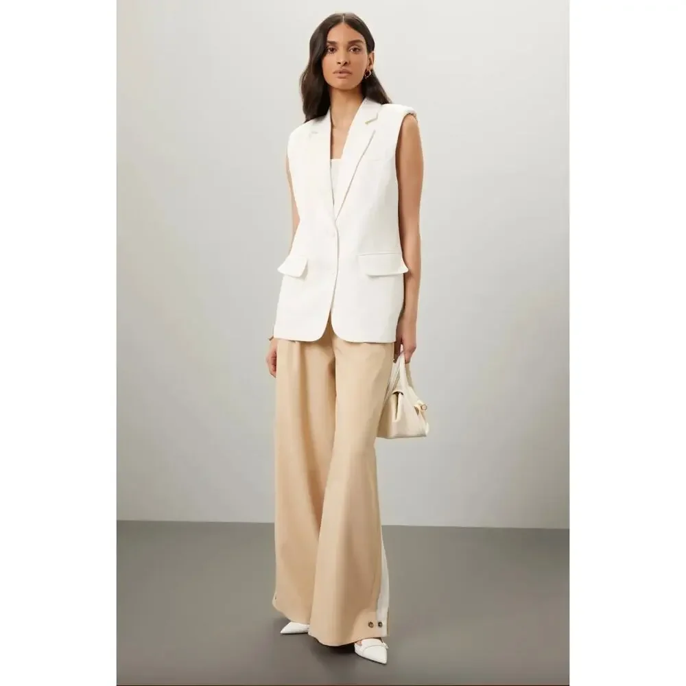 Endless Rose Off White Linen Oversized Vest Blazer Sz M